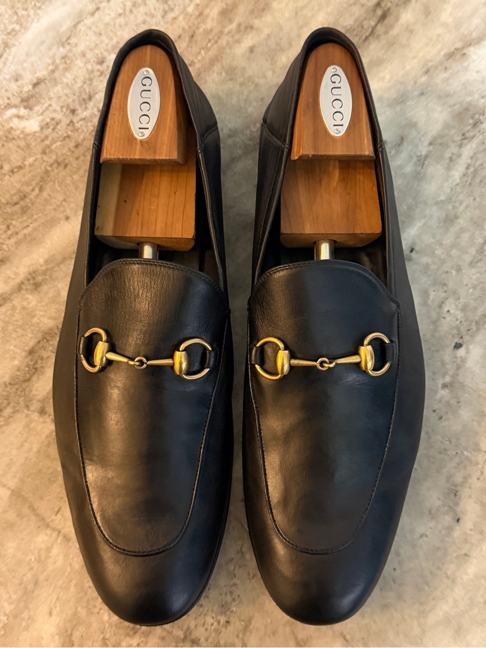 GUCCI BRIXTON Black Leather Horsebit Loafers US 13.5 Gucci 13 Jordaan $1100 1953
